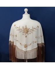 Manton Flamenca Luna con Fleco Dorado - Elegancia y Tradición