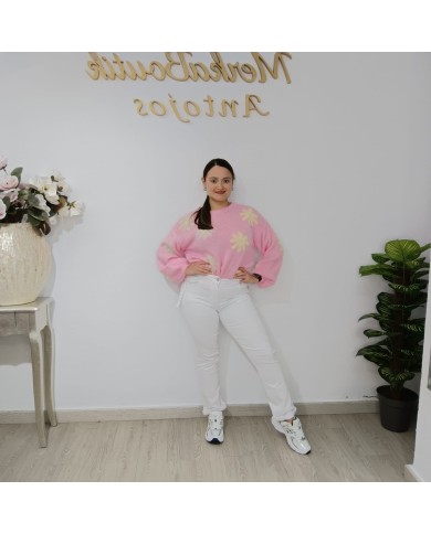 Pantalón Vaquero Blanco Pata Estrecha Noemi - Estilo y Comodidad