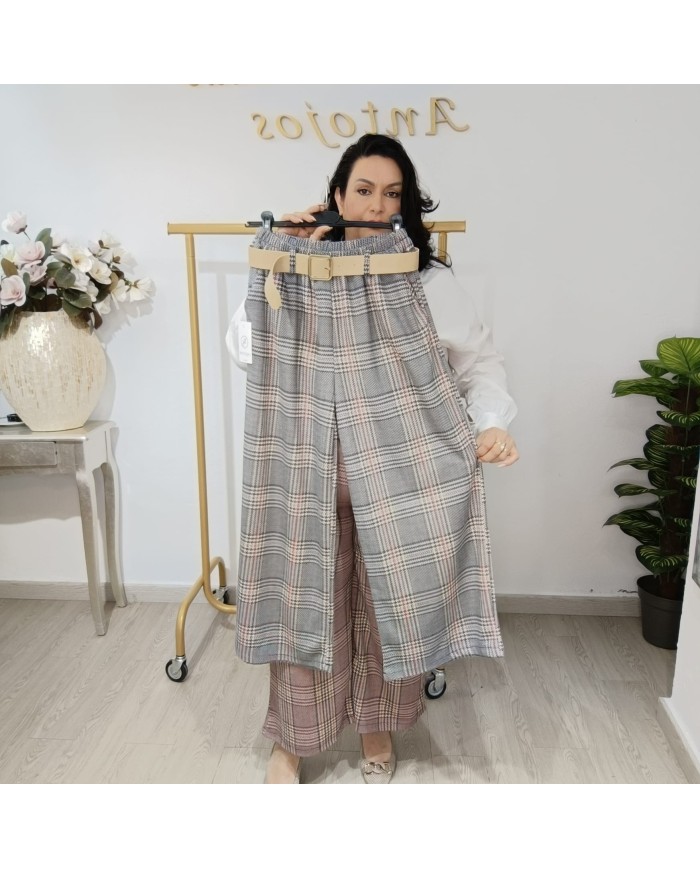 Pantalón Cuadro Pata Ancha Daniela | Elegancia y Estilo
