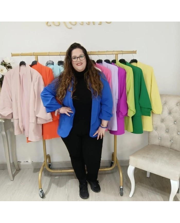 Chaqueta Americana Fruncida - Blazer Manga 3/4 Oversize