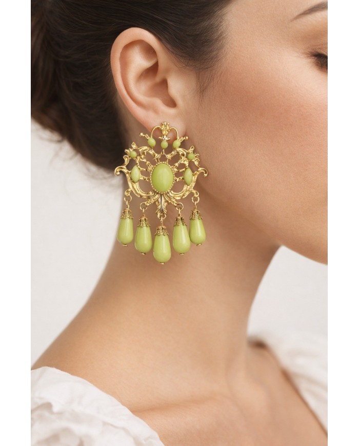 Pendiente Flamenca Coral Alcalá | Elegancia y Tradición