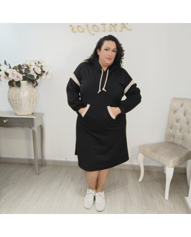 Vestido Sudadera Deportivo Capucha y Bolsillo Canguro | Azul Marino y Más Colores