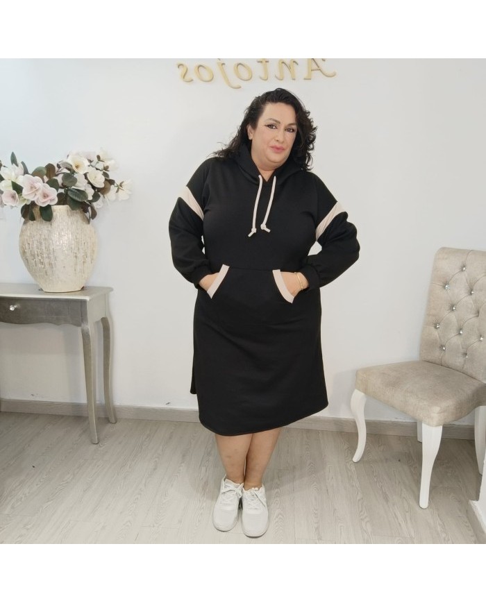 Vestido Sudadera Deportivo Capucha y Bolsillo Canguro | Azul Marino y Más Colores