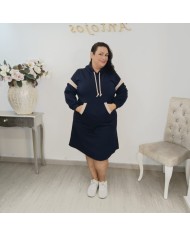 Vestido Sudadera Deportivo Capucha y Bolsillo Canguro | Azul Marino y Más Colores
