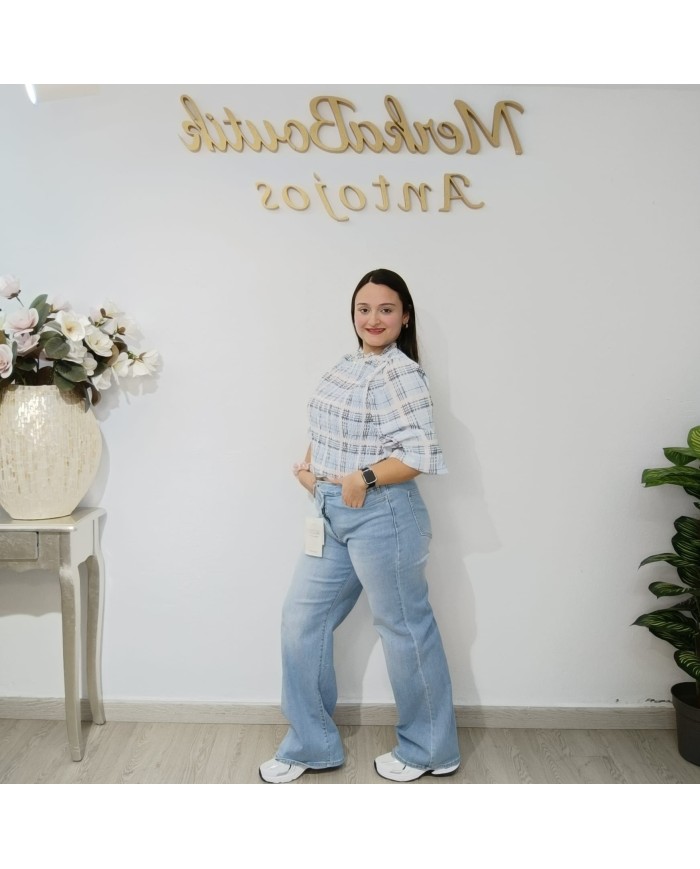 Vaquero Cremallera Cruzada Pata Ancha 077 - Estilo y Comodidad