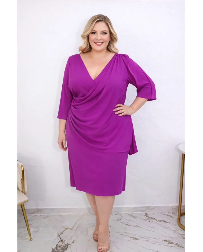 vestido midi elegante valencia drapeado merkaboutik