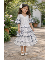 Vestido flamenca niña lunares blancos | Vestido Mia Lunar infantil