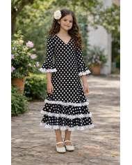 vestido flamenco niña negro lunar