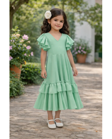 bata flamenca niña verde agua