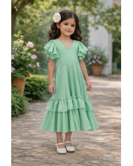 Bata flamenca niña verde agua | Bata Celia infantil elegante