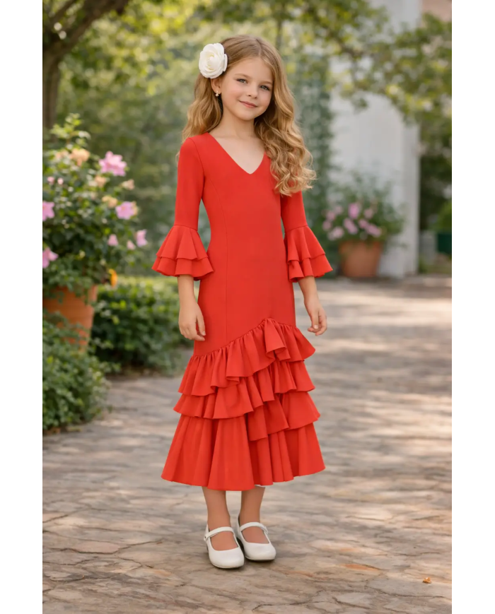 Vestido flamenca niña elegante | Vestido Susi niña romerías y ferias