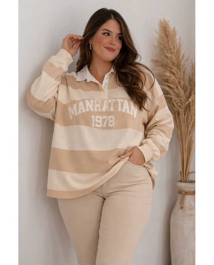 Sudadera Cuello Manhattan Mujer | Sudadera Casual Oversize Moda Actual