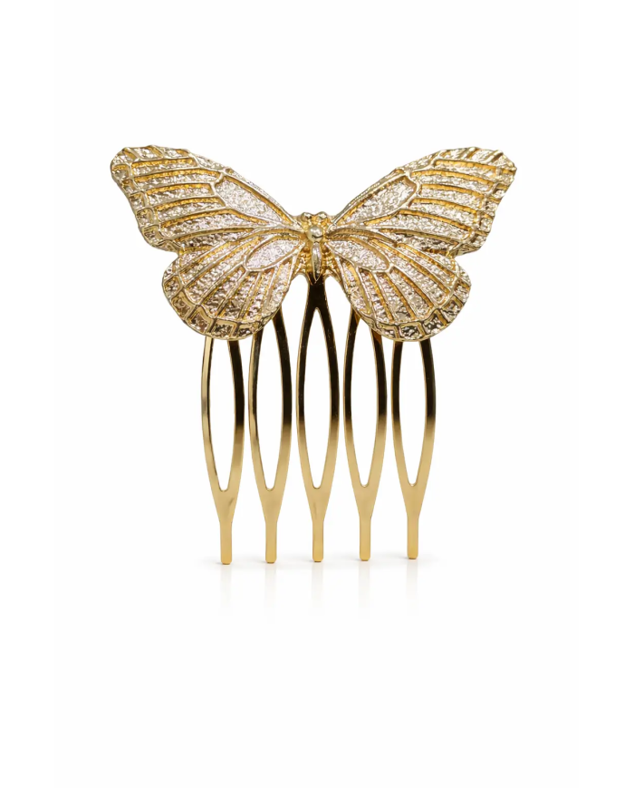 Peina mariposa dorada pequeña | Accesorios flamenca Merkaboutik