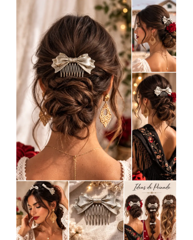 Peina lazo dorado elegante | Accesorios pelo Merkaboutik