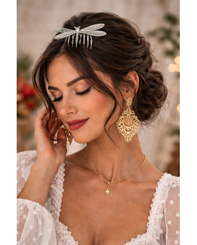 Peina libélula plateada elegante | Accesorios pelo Merkaboutik