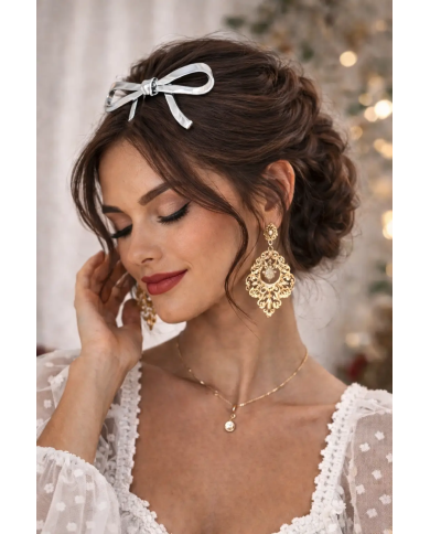 Peina lazo plateado elegante | Accesorios pelo Merkaboutik