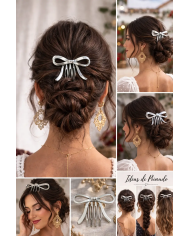 peina lazo plateado elegante en recogido