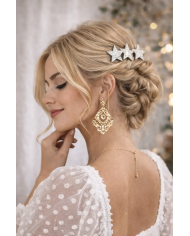 Peina triple estrella plateada elegante | Accesorios pelo Merkaboutik