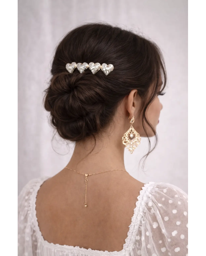 Peina corazones plateados elegante | Peina romántica flamenca