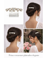 peina corazones plateados elegante modelo recogido romántico