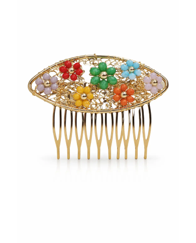 Peina flores multicolor flamenca | Accesorios flamenca Merkaboutik
