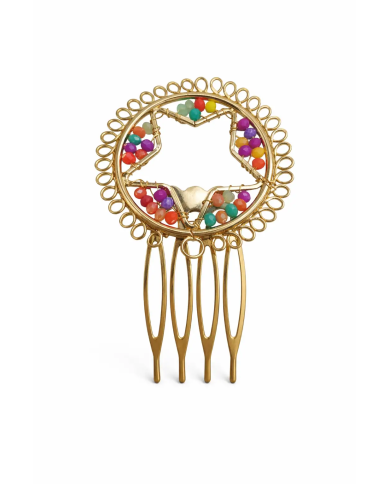 peina flamenca estrella multicolor en recogido flamenco