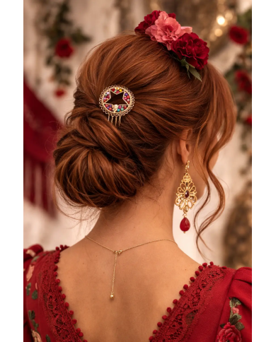 Peina Flamenca Estrella Multicolor Dorada | Peinas Flamencas Originales – Merkaboutik