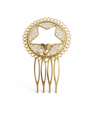 Peina flamenca estrella blanca dorada pequeña estilo elegante