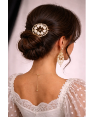 Peina Flamenca Estrella Blanca Dorada | Accesorio Flamenco Elegante | Merkaboutik