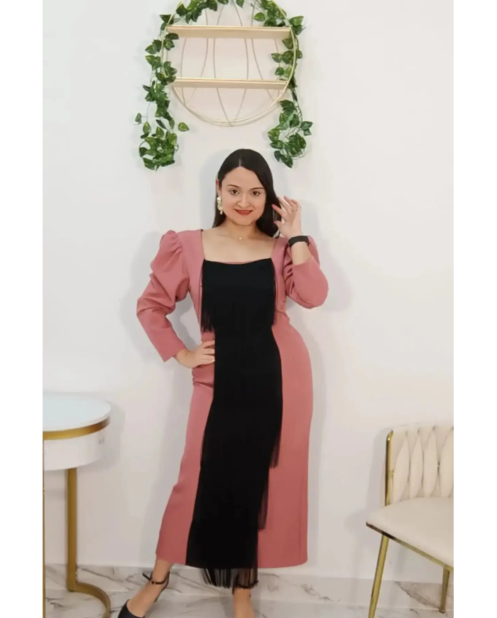 Vestido Fleco Central Elegante Mujer | Merkaboutik