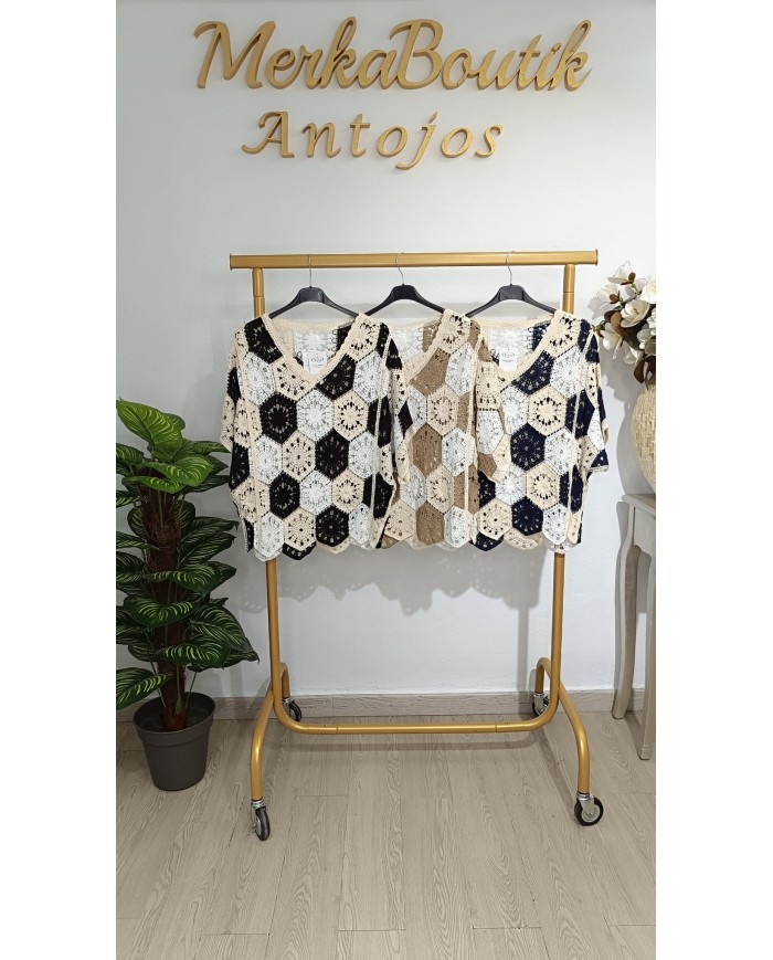 Jersey Crochet Bohemia para mujer, talla única de la 44 a la 54