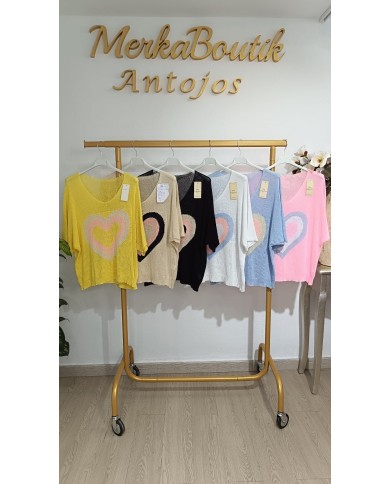 Jersey Corazón Latino para mujer, talla única de la 42 a la 54