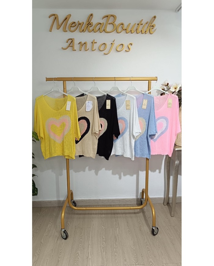 Jersey Corazón Latino para mujer, talla única de la 42 a la 54