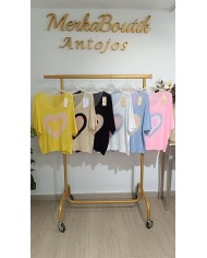 Jersey Corazón Latino para mujer, talla única de la 42 a la 54