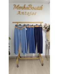 Vaquero Pata Ancha Cinturón Celia para mujer, talla única de la 42 a la 50