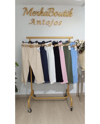 Pantalón Elastizado Papasey Cinturón para mujer, talla única de la 46 a la 54