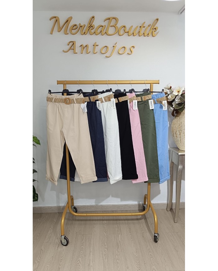 Pantalón Elastizado Papasey Cinturón para mujer, talla única de la 46 a la 54