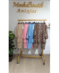 Conjunto Sara Animal Print de dos piezas para mujer, talla única de la 44 a la 54