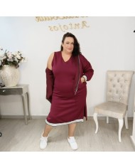 Conjunto Deportivo Vestido Midi y Bomber | Tejido Elástico Marrón Nerea