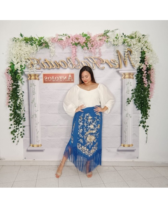 Falda Solera bordada con flecos, elegante y femenina de estilo flamenco