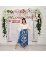 Falda Solera bordada con flecos, elegante y femenina de estilo flamenco