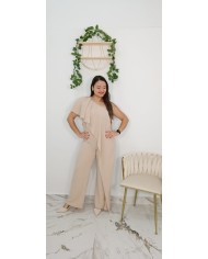 Mono Fiesta Concepción Rosa Asimétrico Volante - Pantalón Palazzo