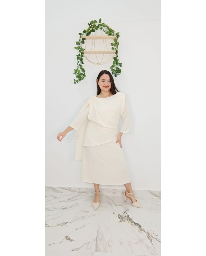 Vestido midi crespón Almería elegante | Moda curvy mujer