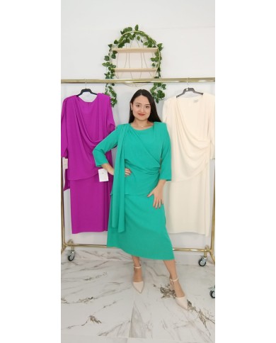 Vestido midi crespón Almería elegante | Moda curvy mujer