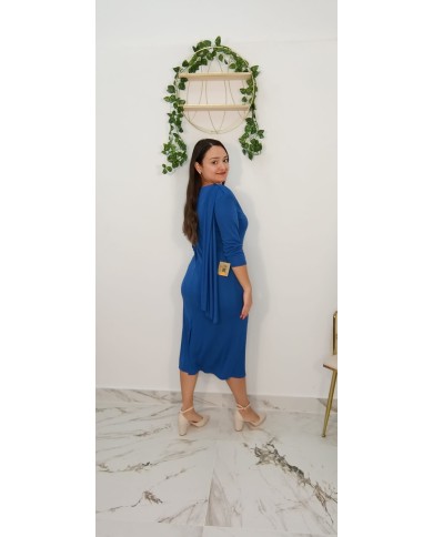 Vestido Punto Frío Isabella midi con diseño drapeado