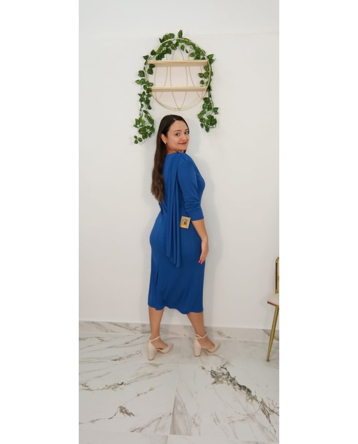 Vestido Punto Frío Isabella midi con diseño drapeado