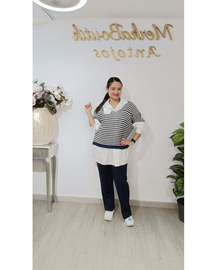 Jersey Hilo Rayas Marinero | Talla única 44 a 54