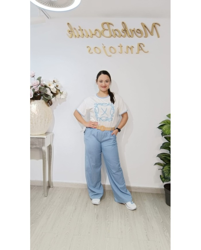 Vaquero Pata Ancha Cinturón Celia | Talla única 42 a 50