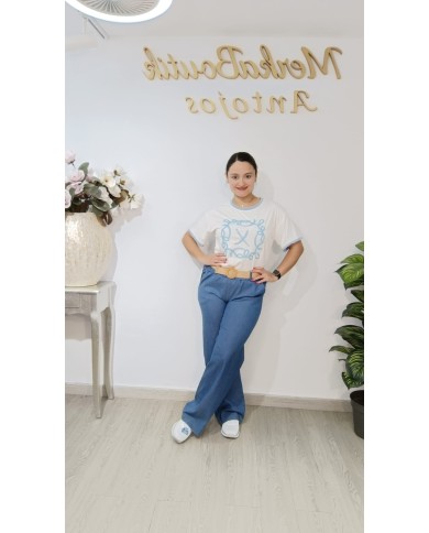 Vaquero Pata Ancha Cinturón Celia | Talla única 42 a 50