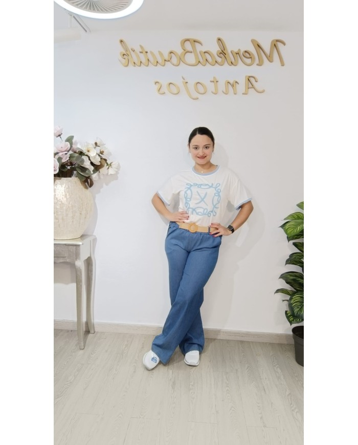 Vaquero Pata Ancha Cinturón Celia | Talla única 42 a 50